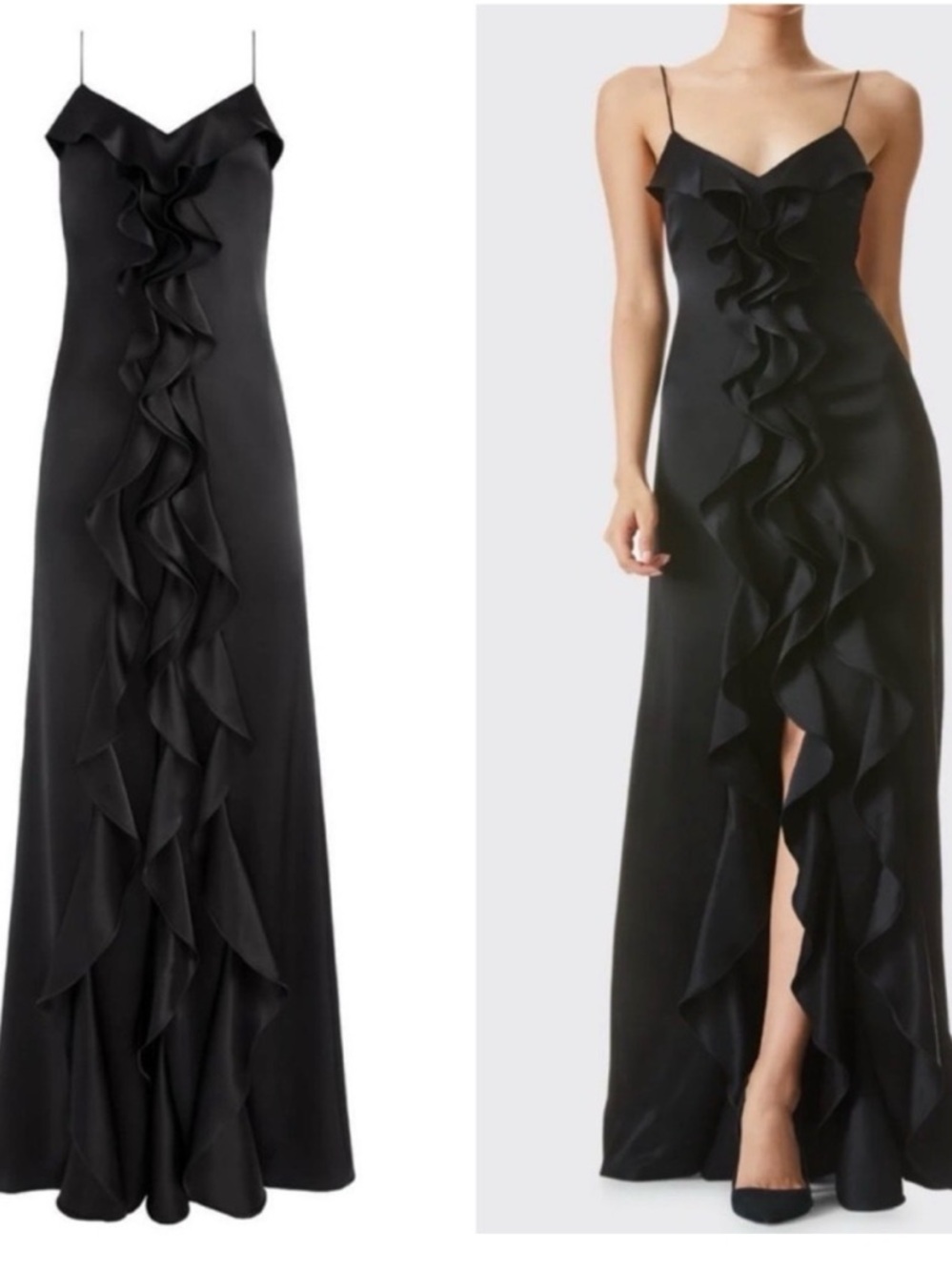 Alice & Olivia Mayer ruffled gown dress black size 6